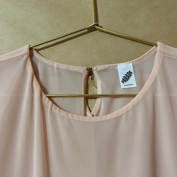 Parade | Luxe Sleeveless Bodysuit Silky Mesh Sheer Seashell Pink Size L - Picture 5 of 13